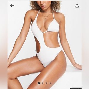 Free Society crinkle white swimsuit